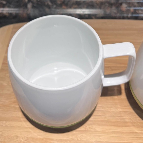 Dinex Thermos Green White Insulated Coffee Mug Cup Set 2 King Seely Camping RV - Picture 5 of 9